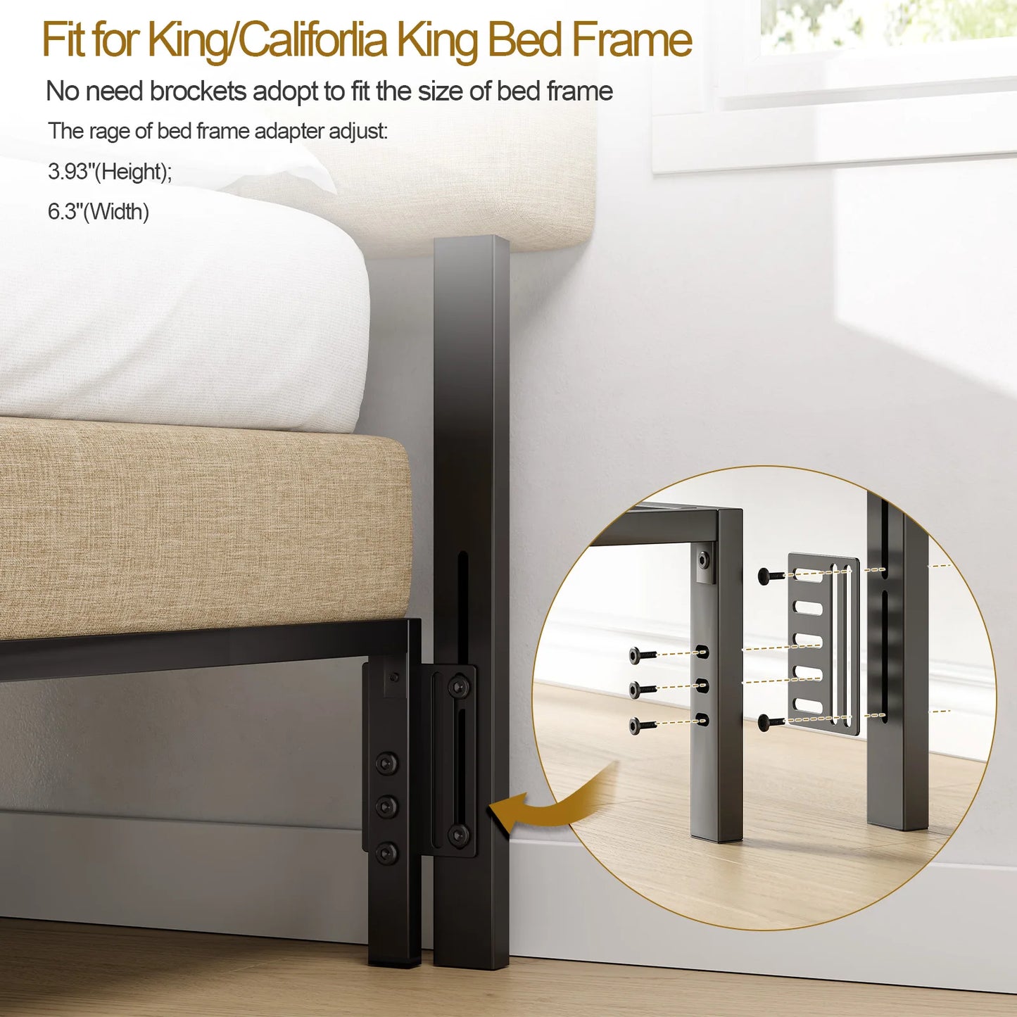 Adjustable Linen Headboard for Full/King Bed with Storage & RGB LED