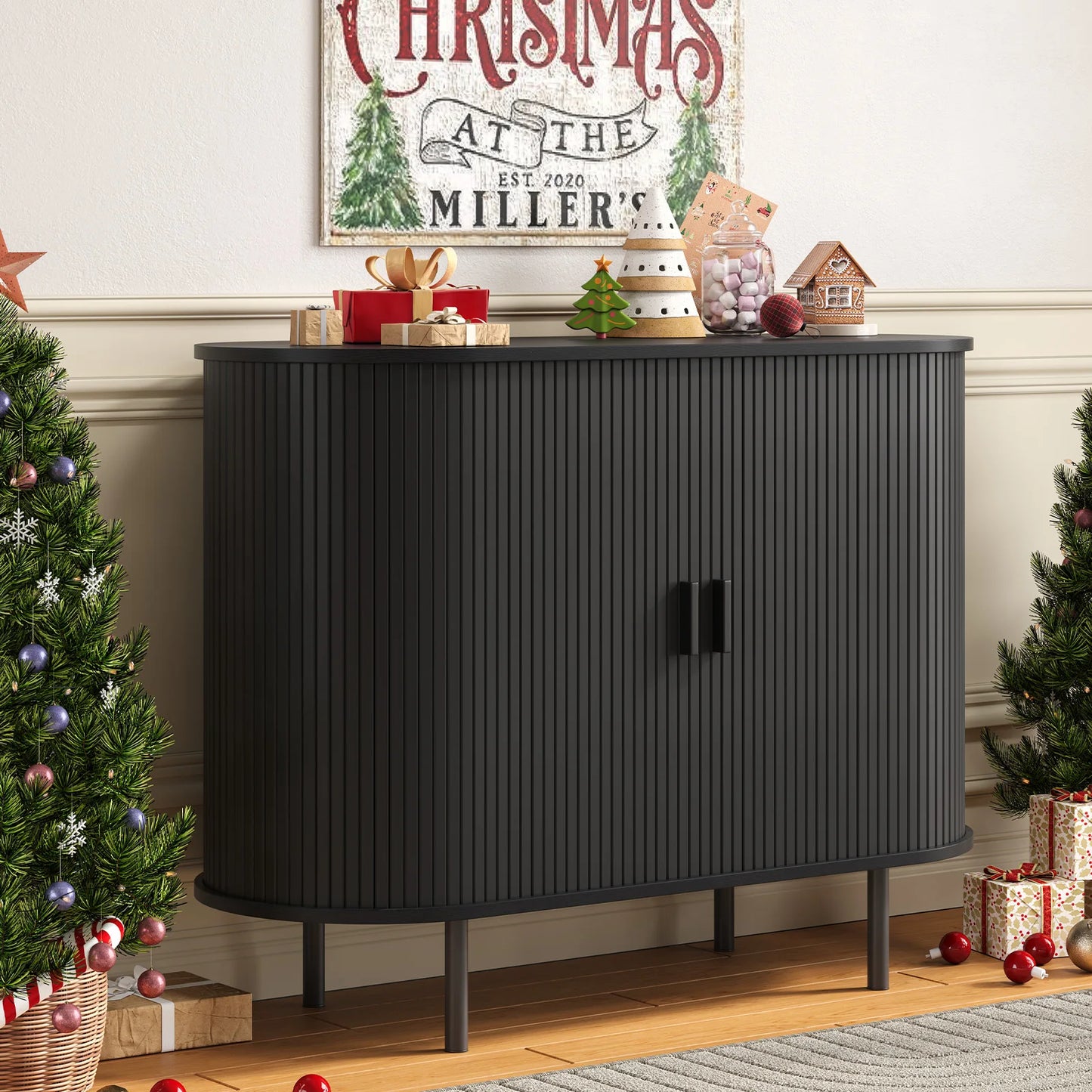 40" Sideboard Buffet Cabinet with Sliding Door, Storage & Adjustable Shelf