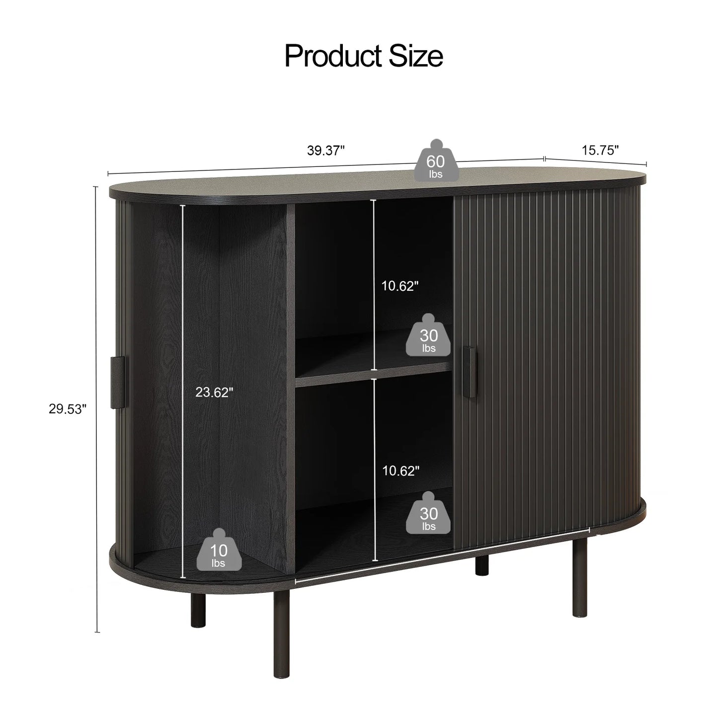 40" Sideboard Buffet Cabinet with Sliding Door, Storage & Adjustable Shelf