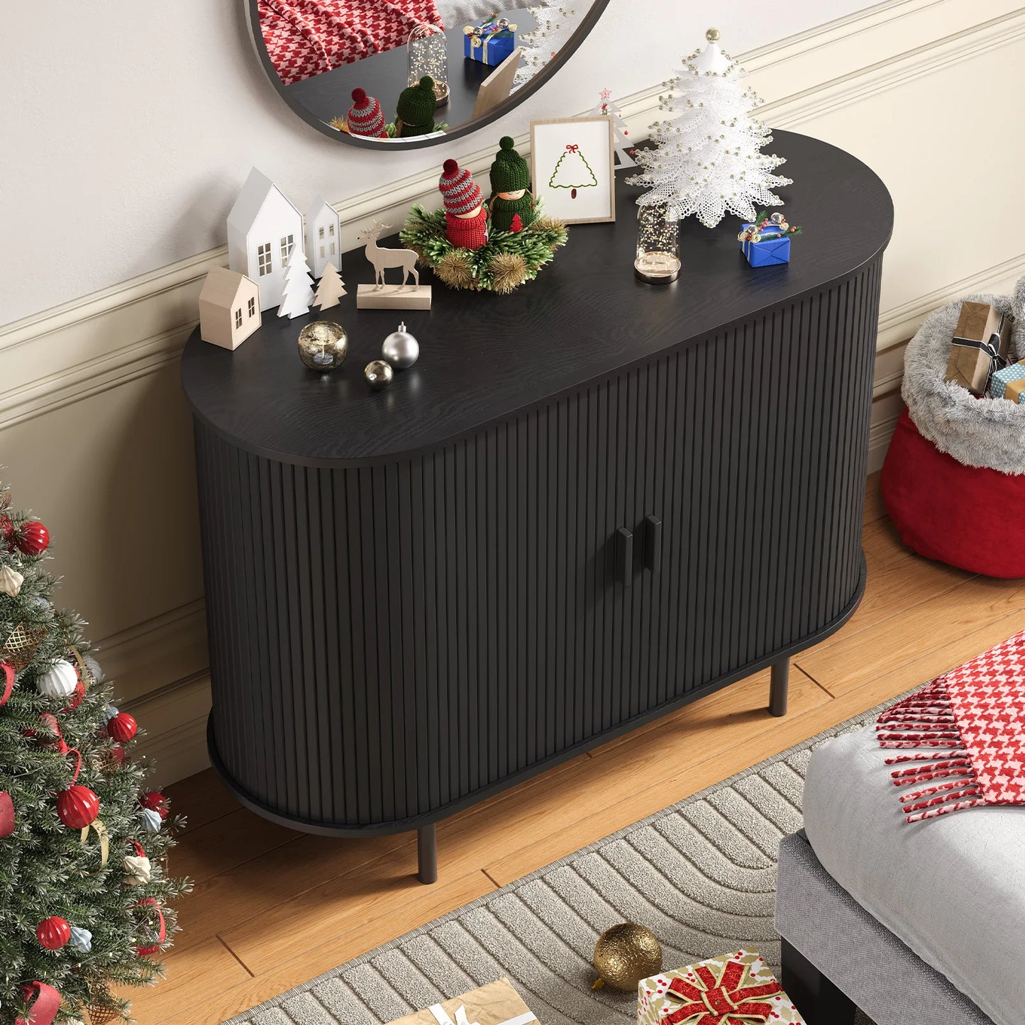 40" Sideboard Buffet Cabinet with Sliding Door, Storage & Adjustable Shelf