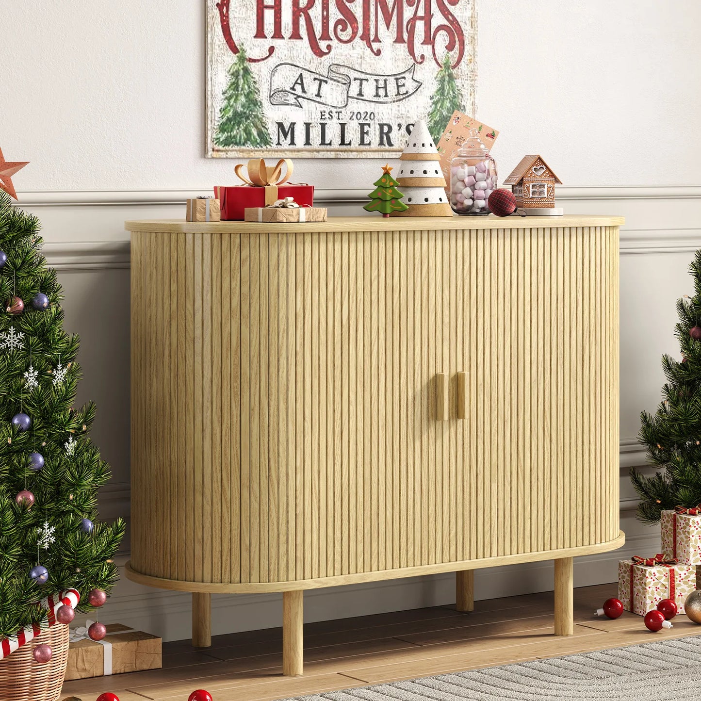 40" Sideboard Buffet Cabinet with Sliding Door, Storage & Adjustable Shelf