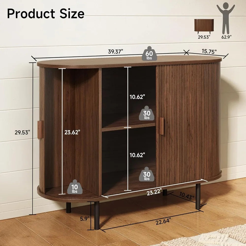 40" Sideboard Buffet Cabinet with Sliding Door & Adjustable Shelf