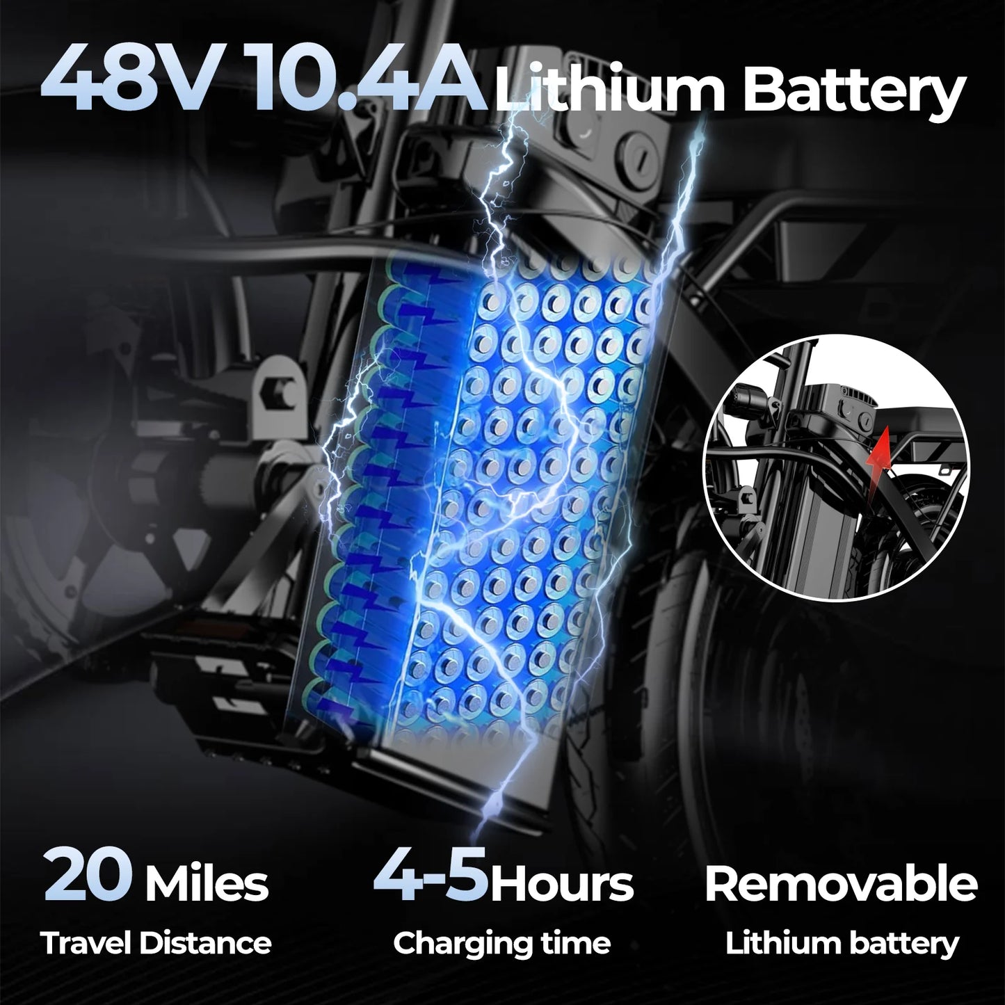 500W Foldable Electric Bike with Dual Disc Brakes, 48V10.4Ah Battery & 20MPH Speed