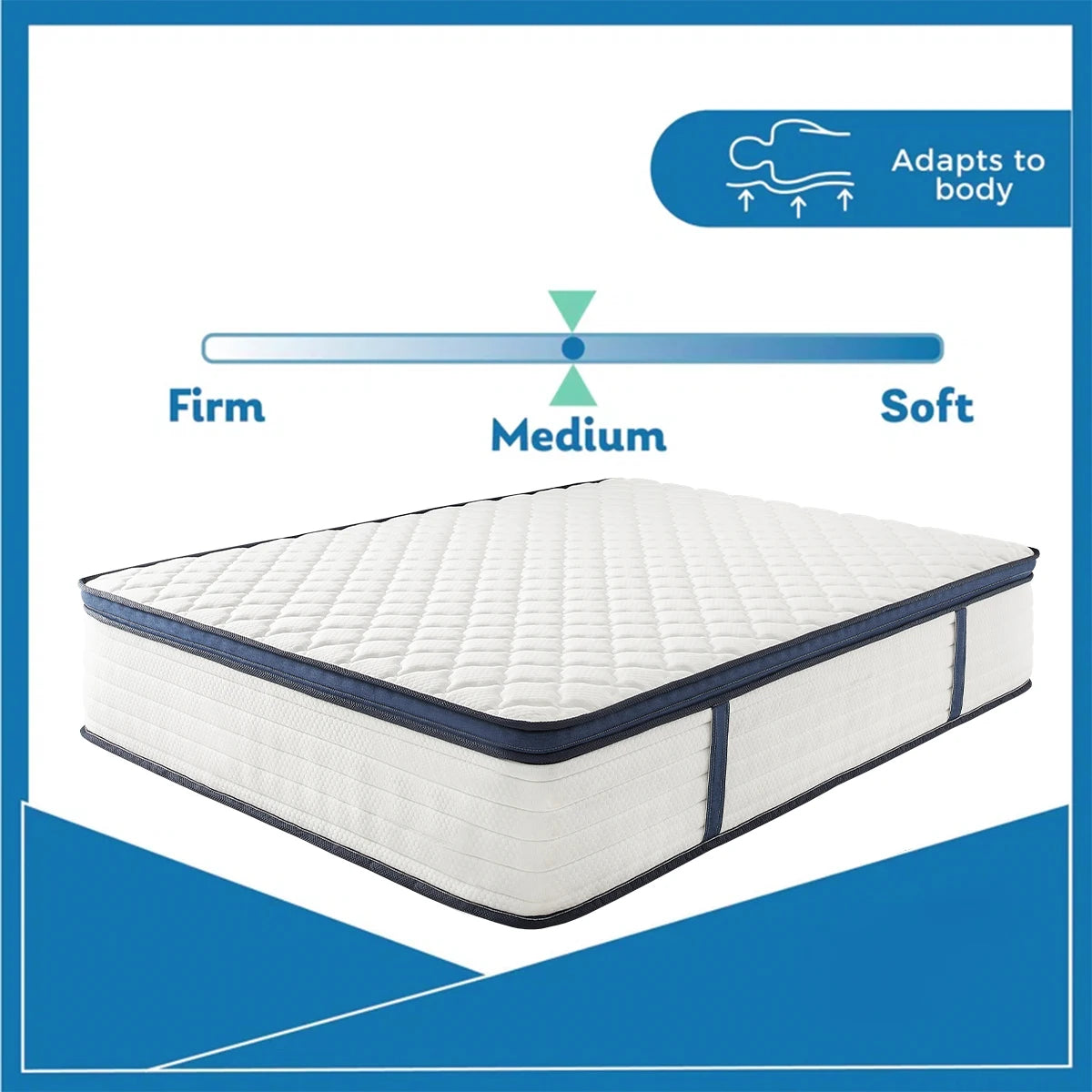 Queen Gel Memory Foam Hybrid Mattress – Medium Firm, Pressure Relief