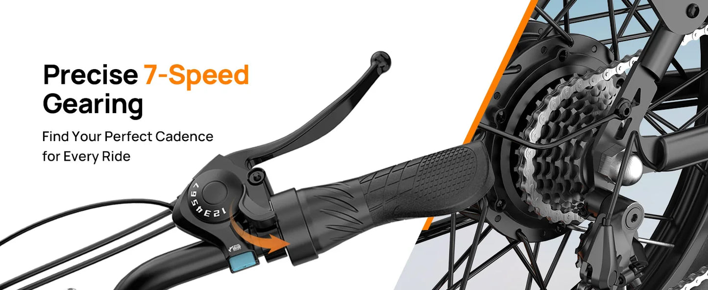 URLIFE 1000W Fat Tire E-Bike with 48V 13Ah Battery & 20MPH Speed