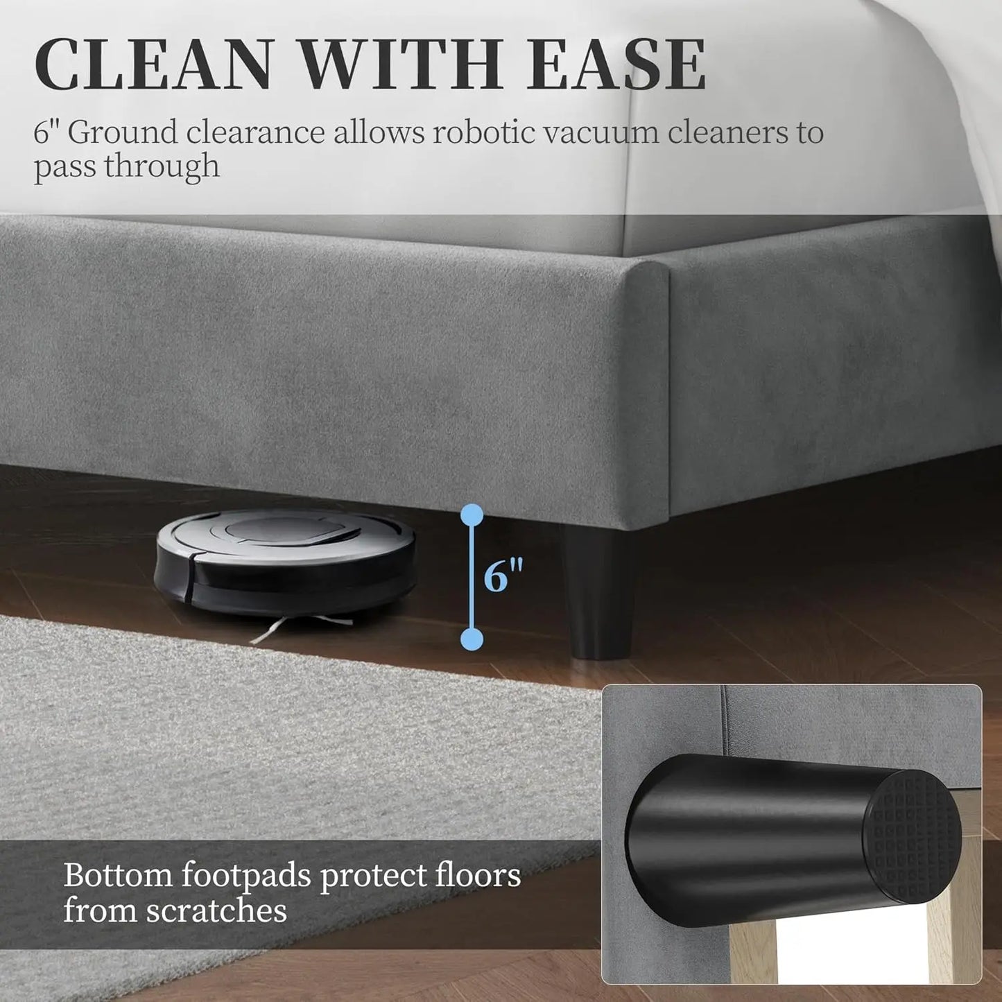 Queen Upholstered Platform Bed with Tufted Wingback Headboard