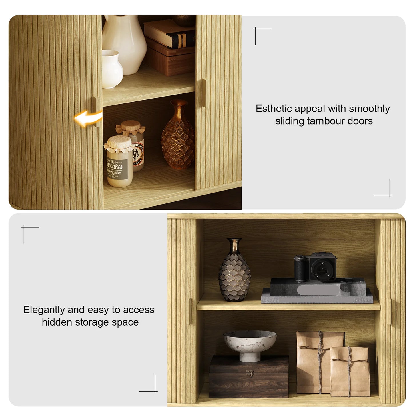 40" Sideboard Buffet Cabinet with Sliding Door, Storage & Adjustable Shelf