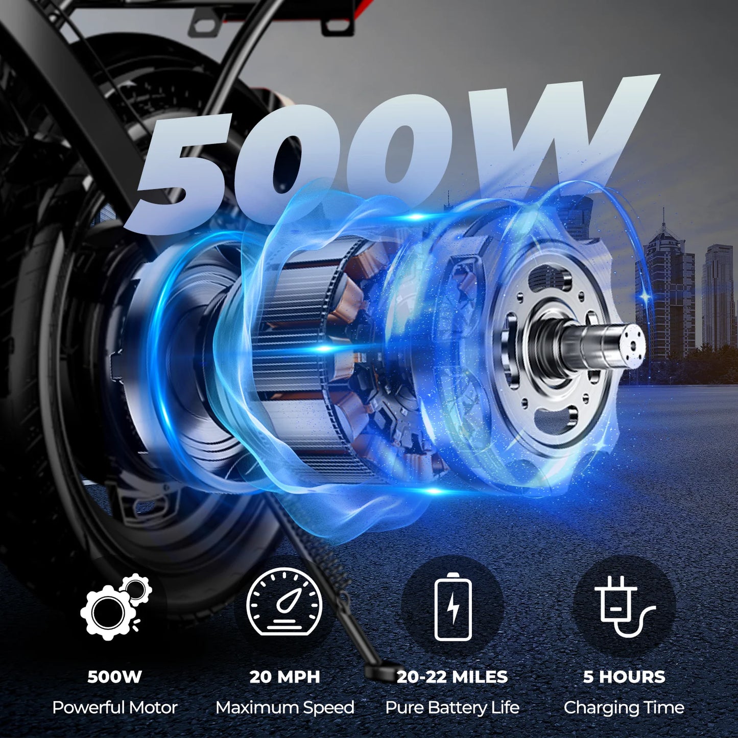 500W Foldable Electric Bike with Dual Disc Brakes, 48V10.4Ah Battery & 20MPH Speed