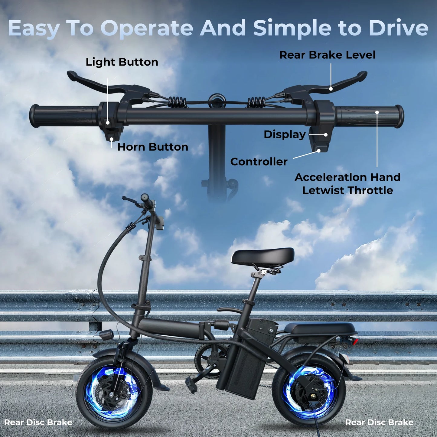 500W Foldable Electric Bike with Dual Disc Brakes, 48V10.4Ah Battery & 20MPH Speed