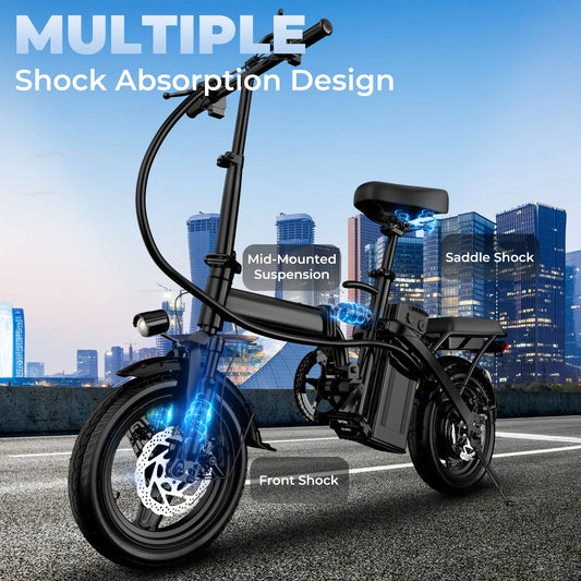 500W Foldable Electric Bike with Dual Disc Brakes, 48V10.4Ah Battery & 20MPH Speed