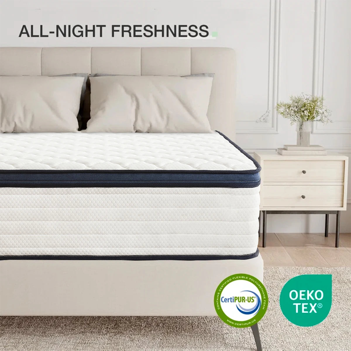 Queen Gel Memory Foam Hybrid Mattress – Medium Firm, Pressure Relief